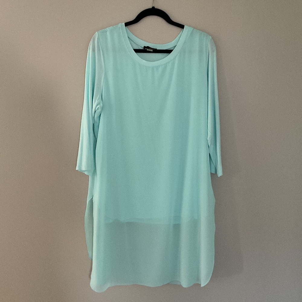 Voile tunic top, mint green.  Size XL.